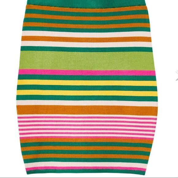Small BCBGENERATION Striped Sweater Pencil Skirt Green Pink Yellow Orange White - Picture 8 of 9